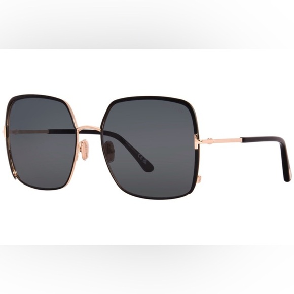 Tom Ford Raphaela TF1006 02A Sunglasses Women's Black/Rose Gold/Smoke 60mm NWT - Picture 3 of 13